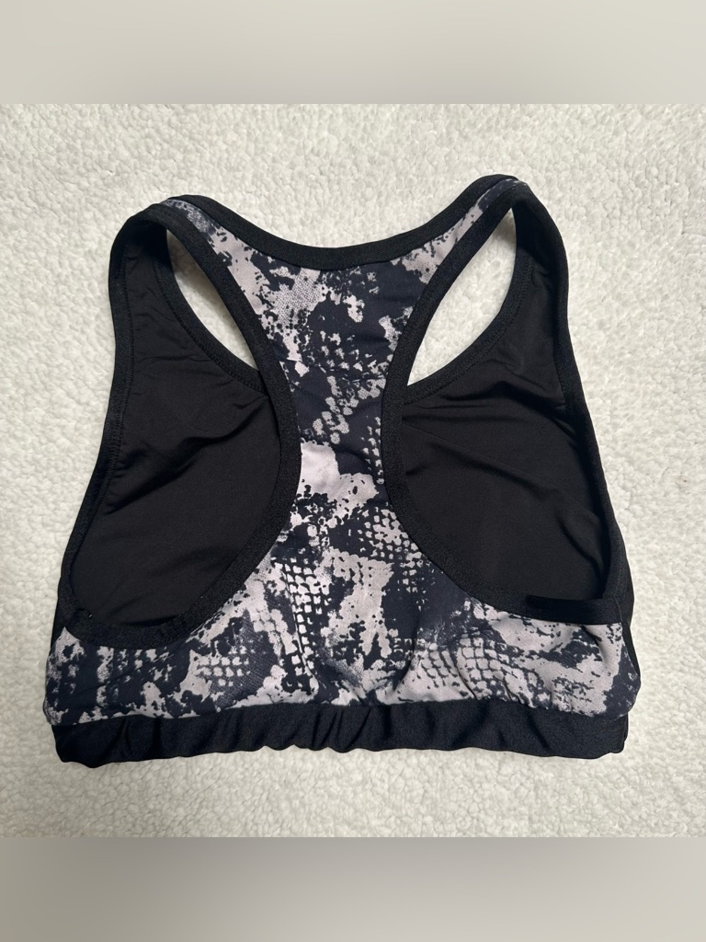 Black Patterned Racerback Sports Bra - Picture 3 of 4